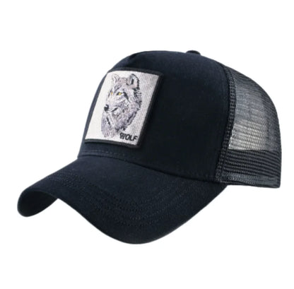 Wolf-Patch-Stickerei-Mesh-Baseballcap, verstellbare Fashion-Hip-Hop-Trucker-Cap für Herren und Damen, Outdoor, atmungsaktiv, mit Schirm, Snapback-Hut, Geschenk