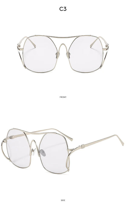 Y2k Polygon Oversized Sunglasses Women Luxury Brand Metal Sun Glasses Fashion Personality Outdoor Retro Eyeglassess Uv400 Men