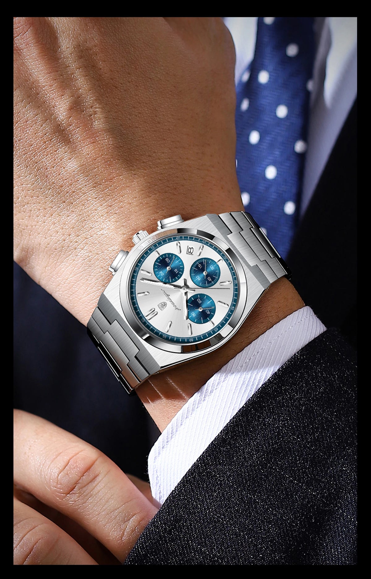 POEDAGAR Fashion Men's Wristwatch Chronograph Date Stainless Steel Quartz Man Clock Waterproof Luminous Business Watches For Men