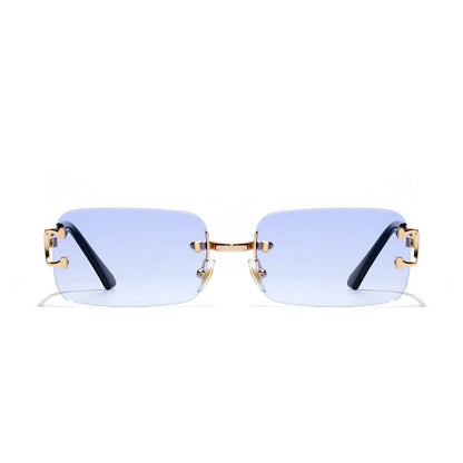 Ruiao 2026 rimless sunglasses UV400 fashion square metal glasses for men women designer man's brand sun shades for outdoor