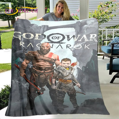 Game God of War Gamers Soft Plush Blanket,Flannel Blanket Throw Blanket for Living Room Bedroom Bed Sofa Picnic Cover Bettdecke