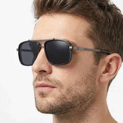 Luxury Rectangle Men's Sunglasses Retro Metal Steam Punk Sun Glasses Male Classic Outdoor Driving Shades Summer Glasses