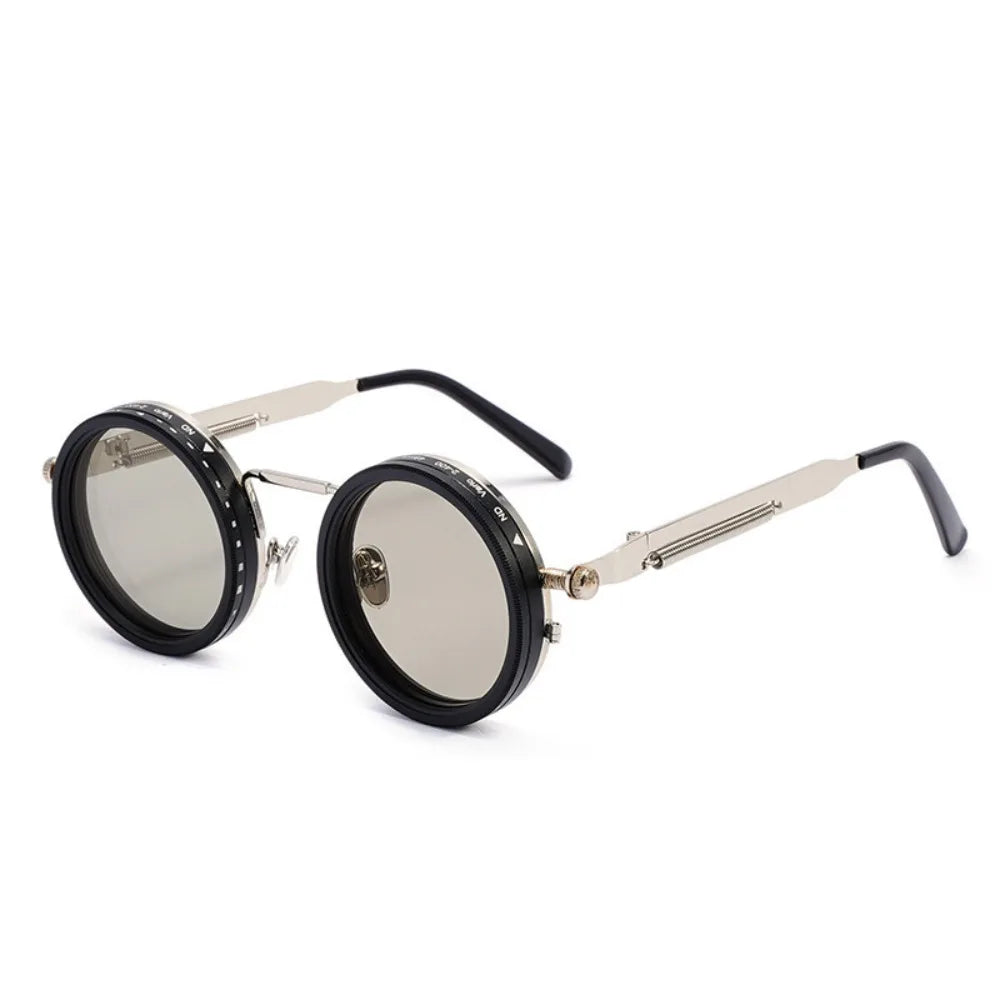 Punk ND9 Anti-UV Sunglasses Round Retro Adjustable Dimming Sunglasses with Glasse Case 9 Level Dimming Anti-UV Glasses Driving