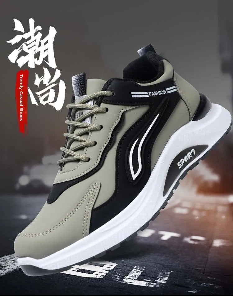 Pantofi sport casual pentru bărbați, stil coreean modern, cu șireturi, confortabili și respirabili, cu talpă groasă, pentru alergare