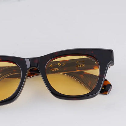 DEALAN Decade Collection Men's Classical Tortoise Gold Sunglasses Vintage Craft Cat Eye Thick Acetate Solar Glasses UV400