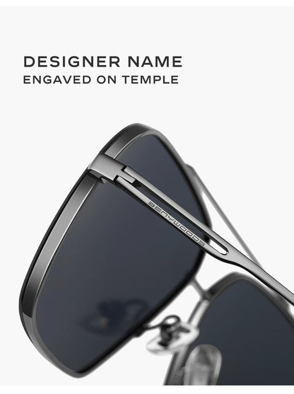 CAPONI Nylon Polarized Sunglasses For Men Square Driving Fashionable Alloy Shades Anti-Glare UV400 Protection Sun Glasses CP1325