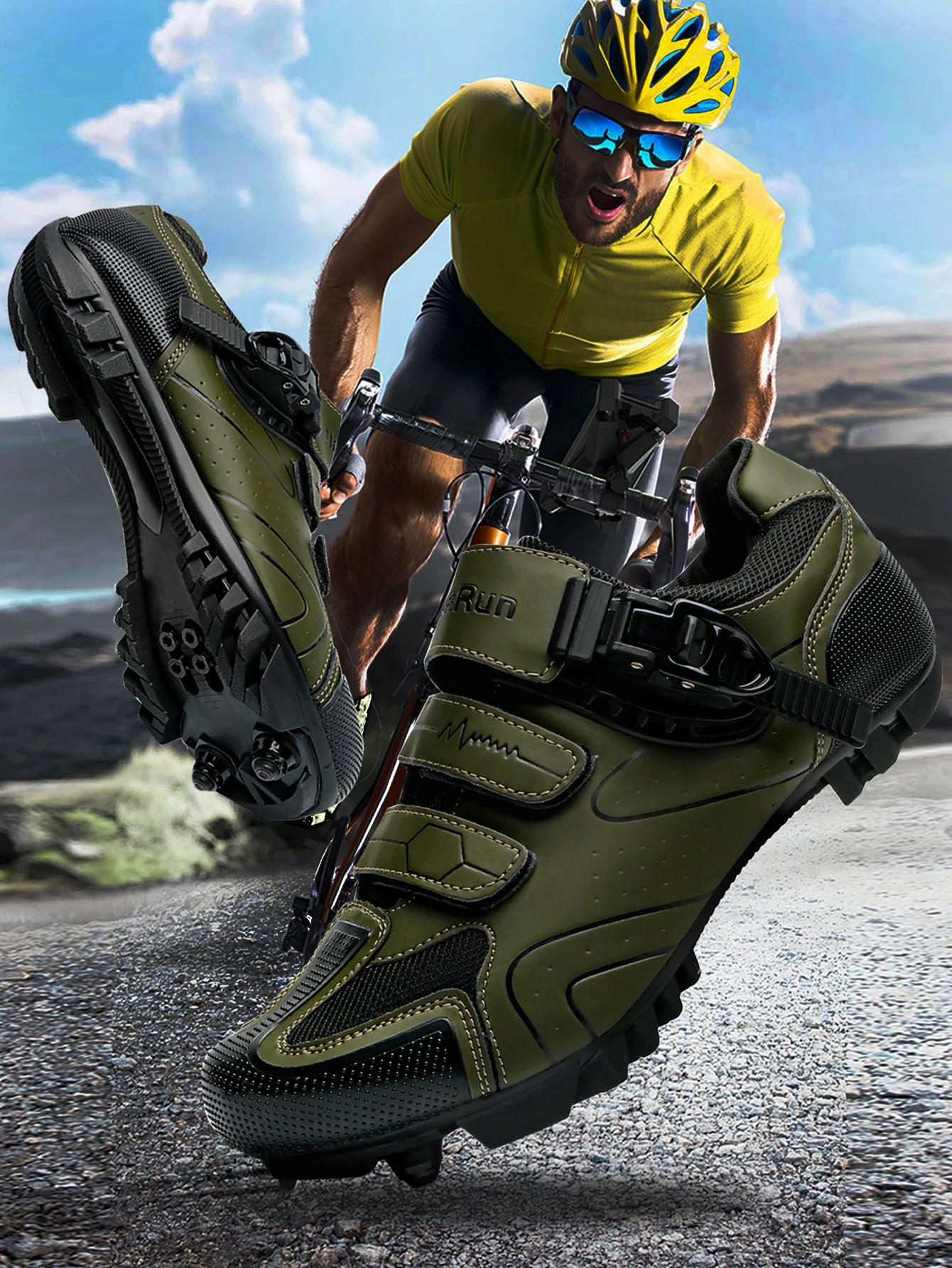 Neutral MTB Cycling Shoes, Compatible With Peloton Road Cycling Shoes, Men's Cycling Sports Shoes, Reflective Strip Design