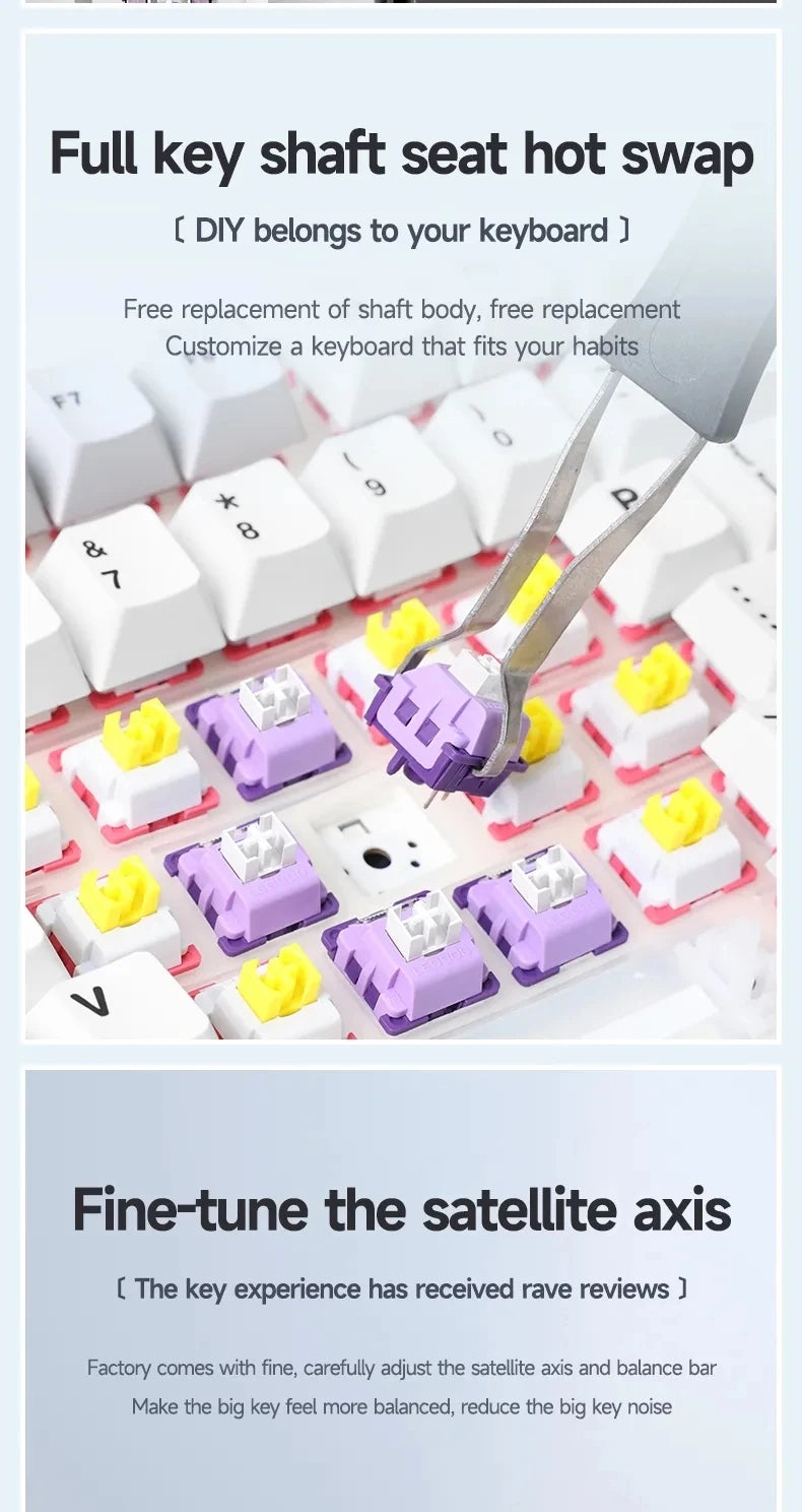 Aula F99 Gaming Mechanical Keyboard Three Mode 2.4g Wireless Bluetooth Wired Hot Swap PBT Gasket RGB For Games Typing 99 Keys