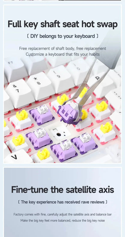 Aula F99 Gaming Mechanical Keyboard Three Mode 2.4g Wireless Bluetooth Wired Hot Swap PBT Gasket RGB For Games Typing 99 Keys