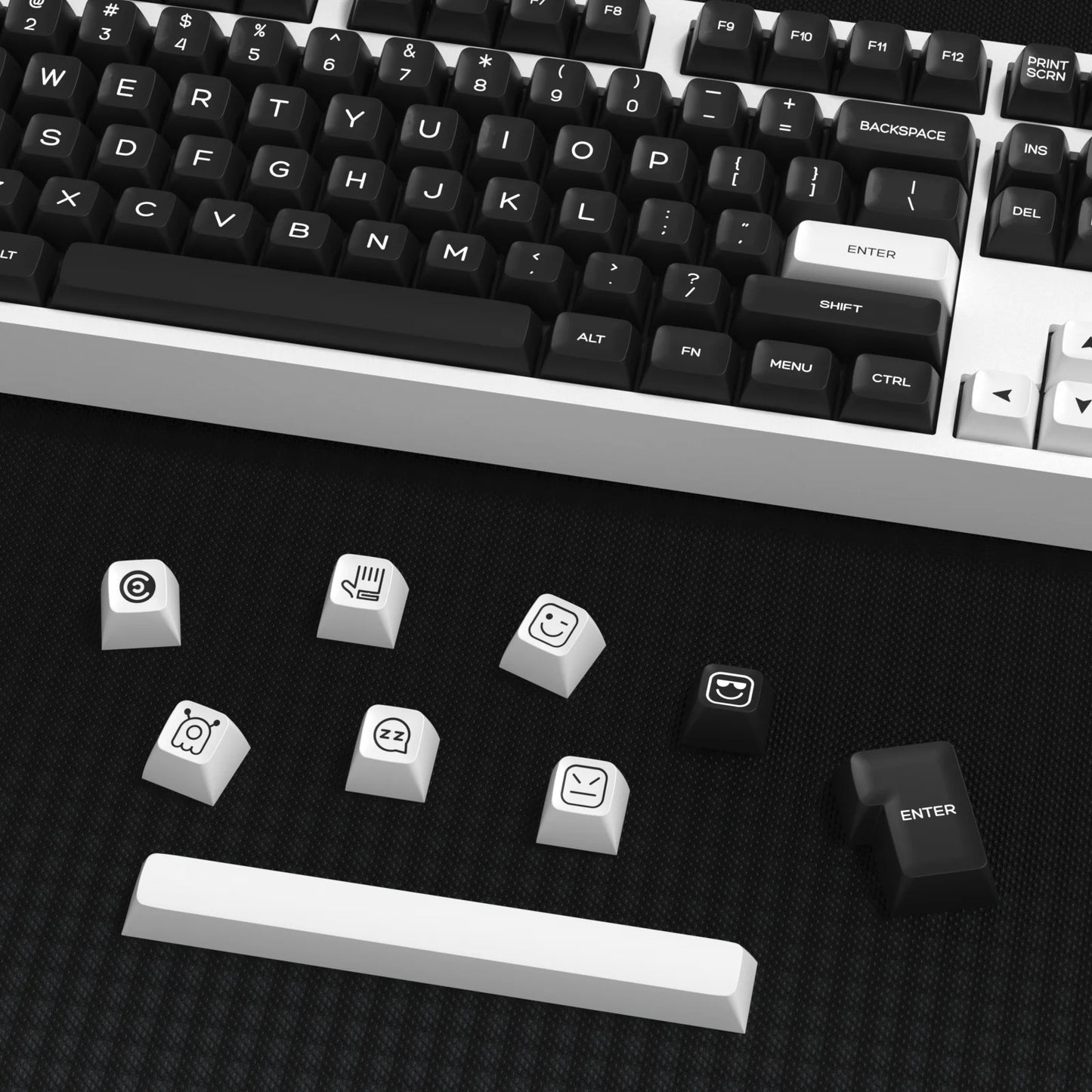 KBDiy 161 Keys/Set PBT SA Profile GMK Keycaps for Mechanical Keyboard Black And White Double Shot Keycap Custom ISO for K500