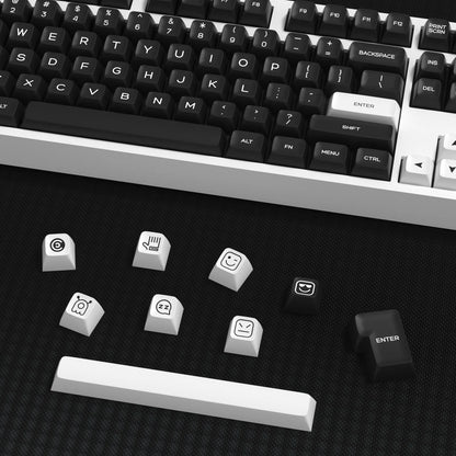KBDiy 161 Keys/Set PBT SA Profile GMK Keycaps for Mechanical Keyboard Black And White Double Shot Keycap Custom ISO for K500