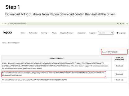 Rapoo New MT710L Multi-mode Rechargeable Wireless Bluetooth Mouse Ergonomic 4000 DPI Support Up to 4 Devices Office Mice
