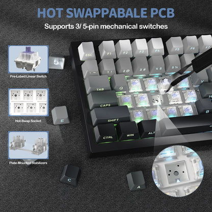 ATTACK SHARK X820 Ultra Gasket Mechanical Keyboard with TFT Screen & Knob, 75% ANSI Layout, Tri-mode, 5 Sound Absorbing Foams