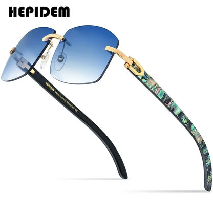 HEPIDEM Buffalo Horn Glasses Men Famous Brand Design Rimless Sunglasses Women Luxury Eyewear Horn-Rim Frameless Buffs Eyeglasses