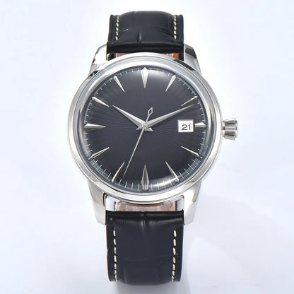 40mm NH35 Watch Cocktail Automatic Mechanical Watch High Quality Stainless Steel Double Dome Waterproof Case Leather Band Watch