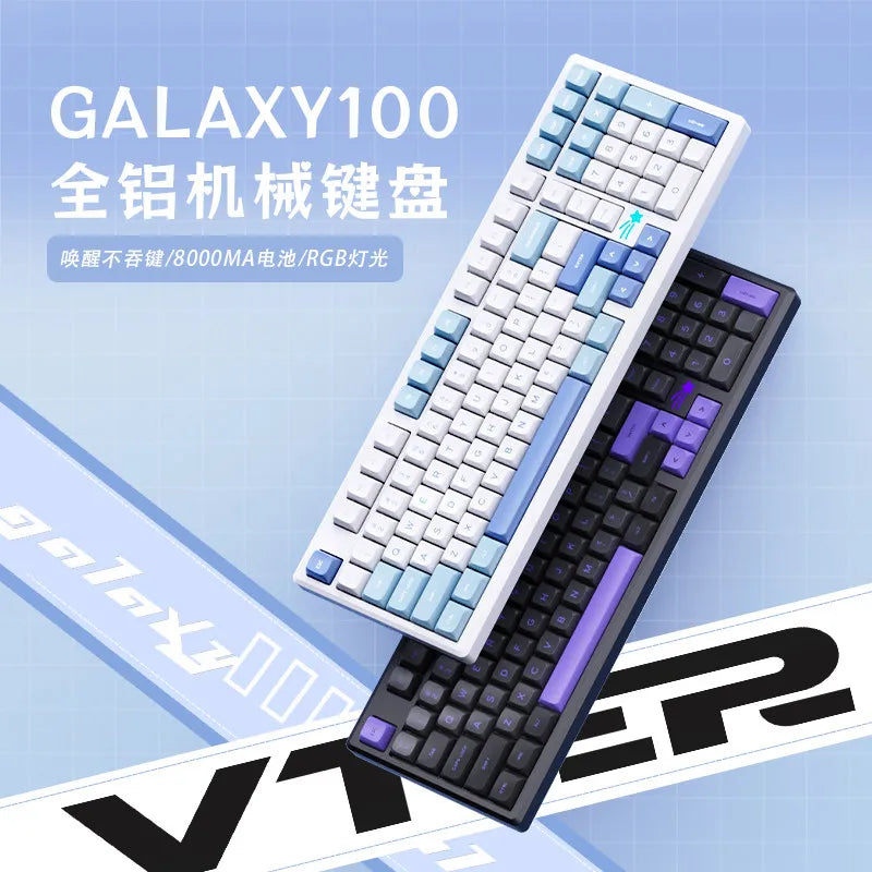 VTER Galaxy100 Full Aluminum Mechanical Keyboard Tri-mode Bluetooth 2.4G Gasket Mount Hot-Swap RGB Gaming Keyboard for PC Mac