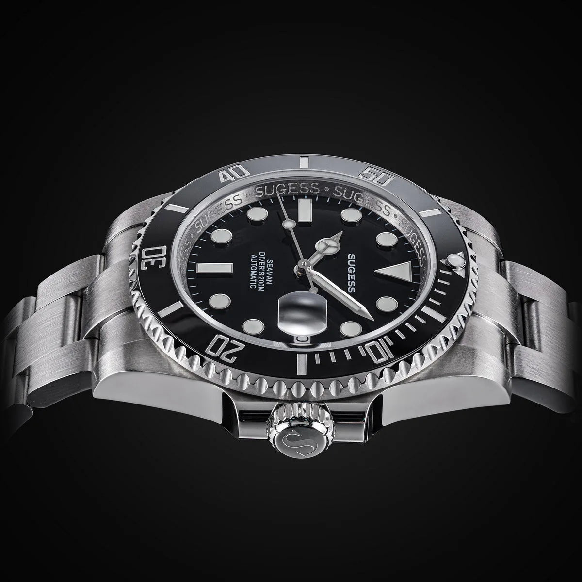 Sugess Men of Watch Automatic Mechanical ST2130 Movement Wristwatches 200M Water Resistant Sapphire Crystal Adjust Clasp S421