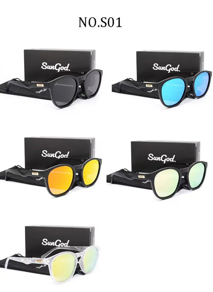 SUNGOD MIRAS Blue Mirror Sunglasses Men's Polarized Lens Glasses Retro Fashion Square Men's Sunglasses Sport SO1: with box