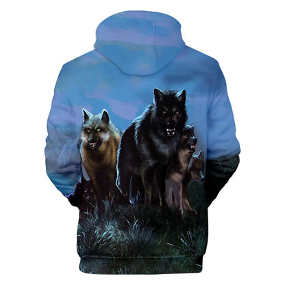 Cool Space Galaxy Wolf Hoodie Hoodies Men Bright Wolf Fashion Handsome Wolf Hoddies Spring Autumn Pullovers Sweatshirts Sweat