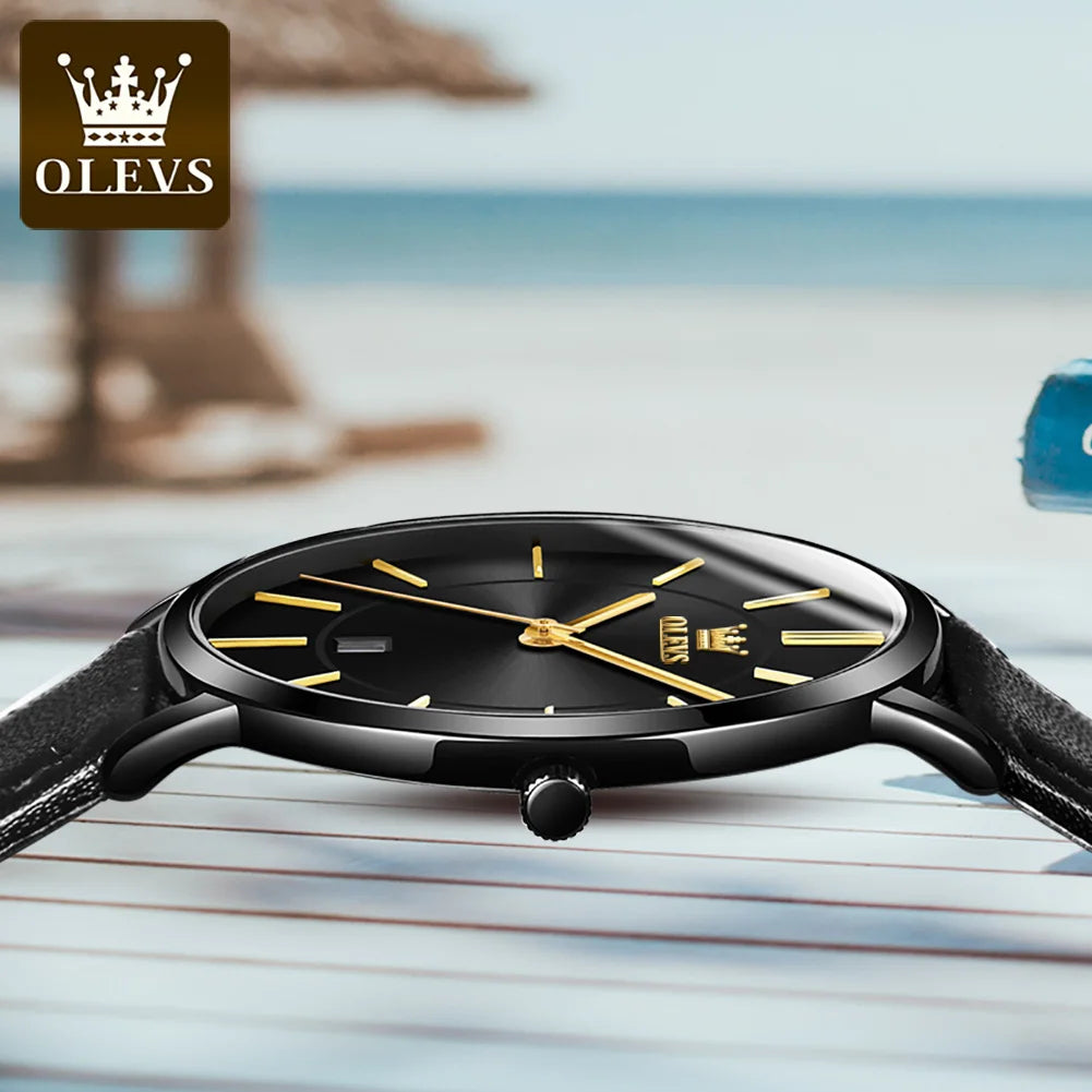 OLEVS 5869 Men's Watch Japan Quartz Movement Thin Case Fashion Waterproof Watch For Men Calendar Simple Original Male Wristwatch