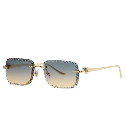 New Fashion Brand Luxury Designer 2026 Sunglasses Women Men Leopard Diamond Cut Rimless Shades Glasses Elegant Trendy Sunglasses