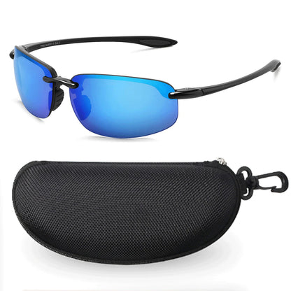 MAXJULI Polarized Sports Sunglasses for Men Women TR90 Rimless Frame Protection for Running Fishing  Driving UV400 8001