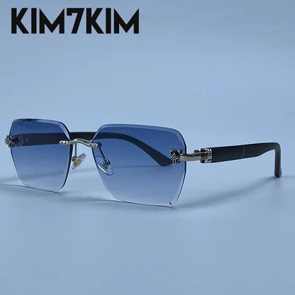 Square Rimless Photochromic Sunglasses Men Vintage Sun Glasses 2026 Luxury Designer Shades Male Cut Lenses Frameless Eyewear
