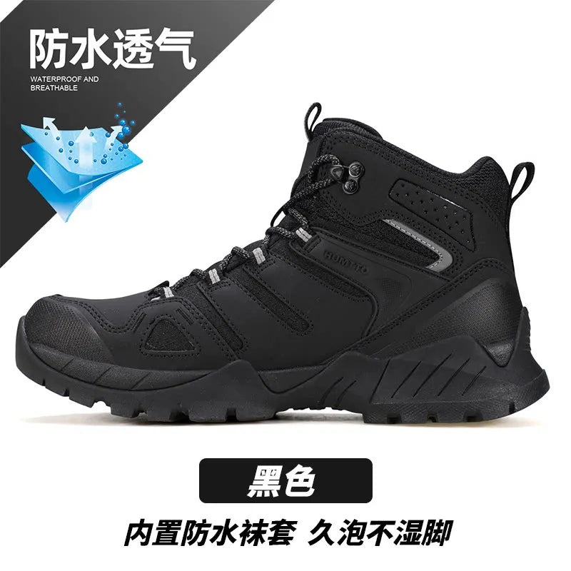 Zapatos de senderismo HUMTTO, botas de caza impermeables para hombre, botas tácticas de combate para desierto hasta el tobillo, botas de trekking para hombre y mujer, zapatillas cálidas de cuero