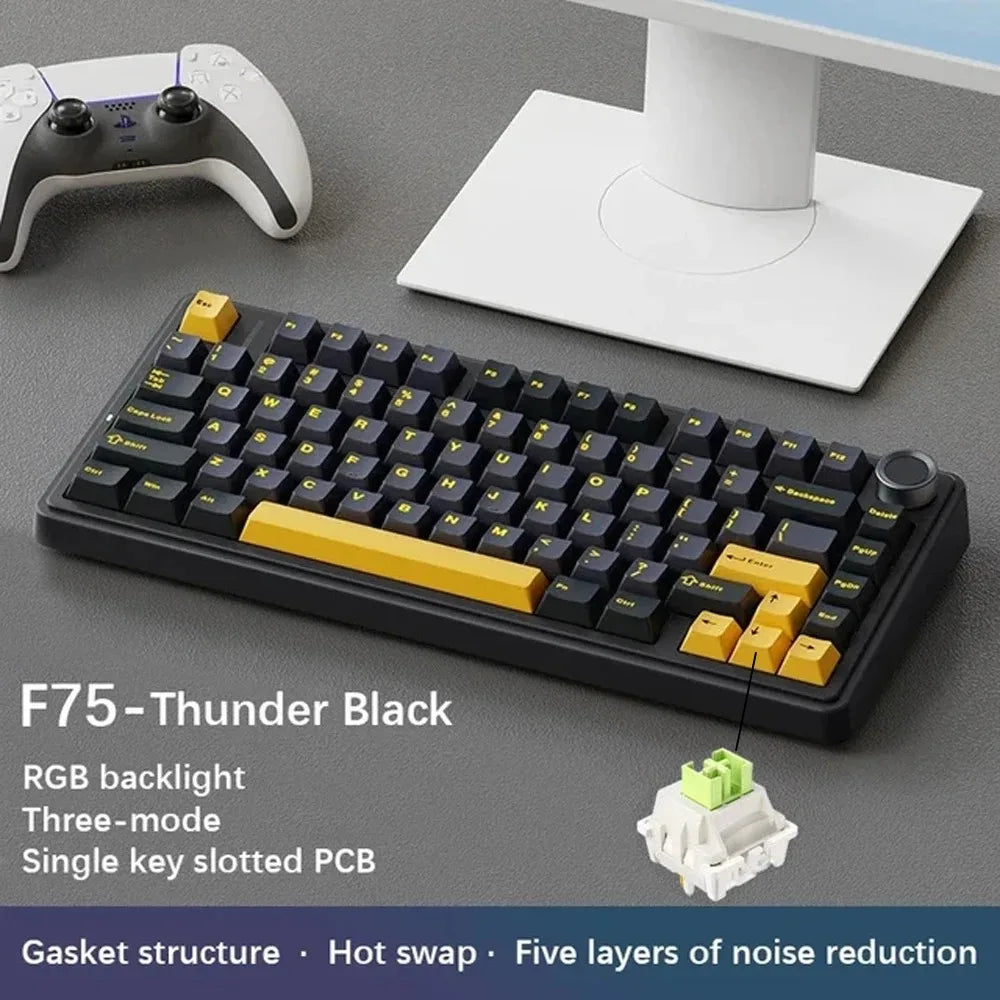 F75 Mechanical Keyboard FREEWOLF * AULA F75 Bluetooth Three-mode Keyboard,Dedicated for Gaming and Office Use