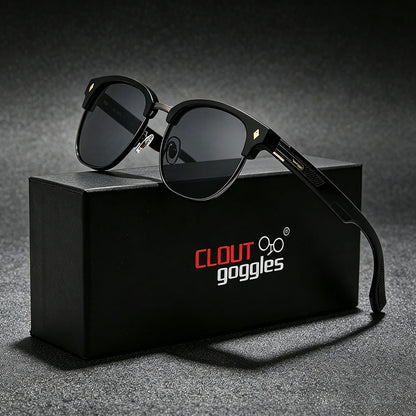 CLOUT GOGGLES Business Sunglasses Male Female Metal Polygon Rivet Half Frame Outdoor Driving Ultraviolet Protection Sun Glasses