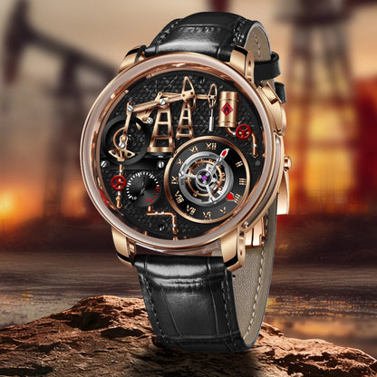 PINDU Design New Button Oil Pump Quartz Watch for Men Swiss Quartz 762 Movement Sapphire Waterproof Stainless Steel Men's Watch