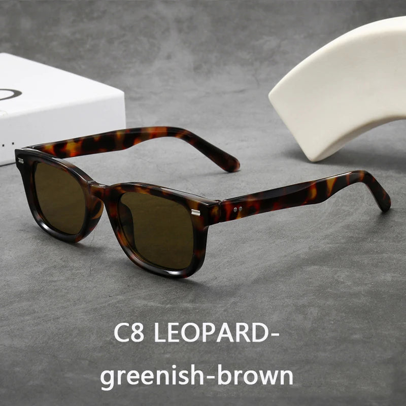 Men's Thick Framed Retro Brown Sunglasses Narrow Framed Hip-hop Style Rapper Eyewear Vacation Sunglasses UV400