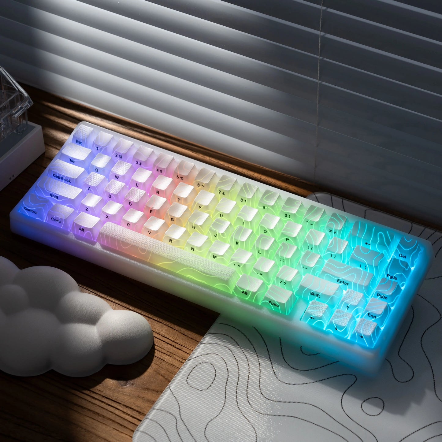 XVX M67 JadeStone Mechanical Keyboard With IMD-Tech Keycaps Hot Swappable Gasket Tri-Mode Custom RGB Wireless Keyboard 65%