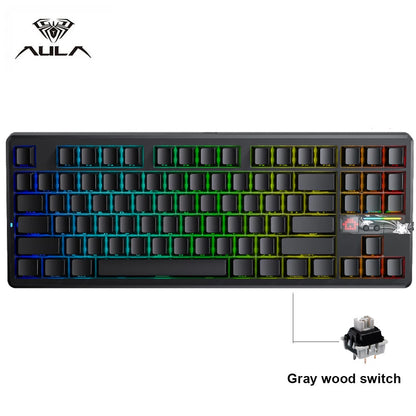 AULA F87 Pro V2 E-Sports Mechanical Keyboard 2.4g/Usb/Bluetooth Hot-Swap RGB Long Battery Life Custom Gasket 5 Layer PC Gaming