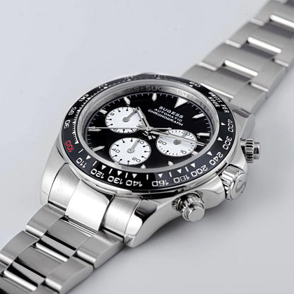 Sugess Diving Men's Watch Panda Automatic Mechanical Chronograph Peacock SL4801 Movement Wristwatch Waterproof Ceramic Bezel New