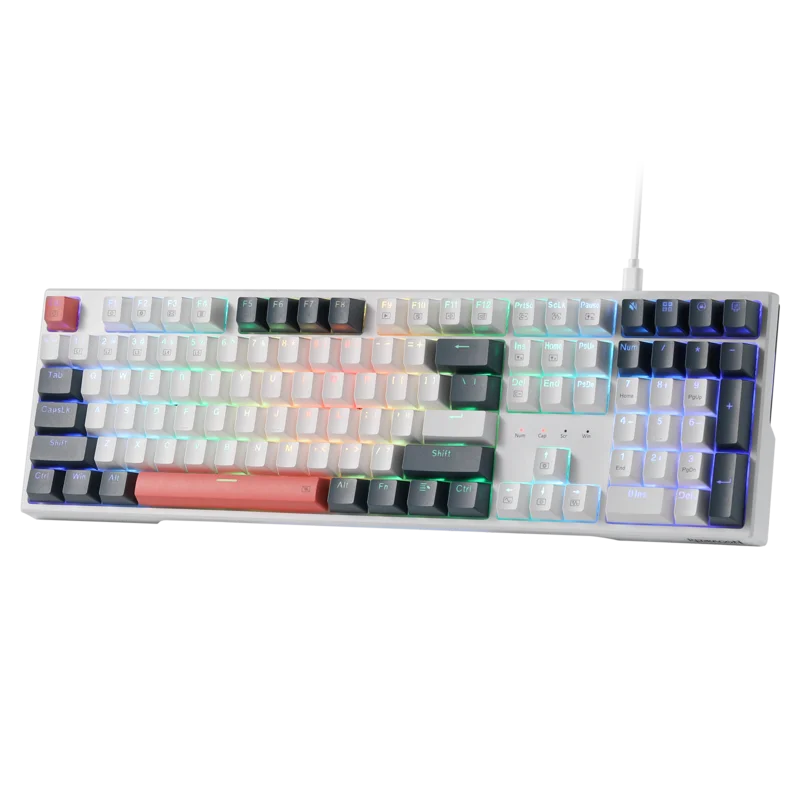 Redragon K668 RGB Gaming Keyboard, 108 Keys Wired Mechanical Keyboard w/Extra 4 Hotkeys Upgraded Hot-swappable Socket，Red Switch