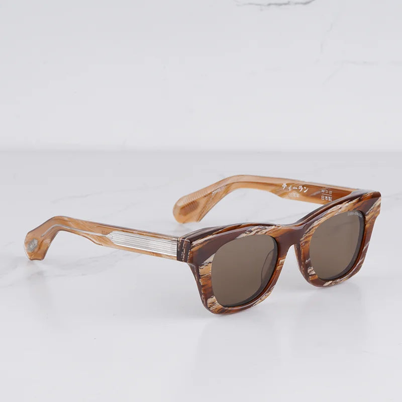 DEALAN Decade Collection Men's Classical Tortoise Gold Sunglasses Vintage Craft Cat Eye Thick Acetate Solar Glasses UV400