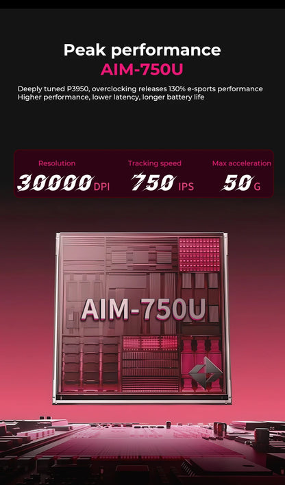 DAREU Kabellose Gaming-Maus 8khz Abtastrate AIM-750 (3950) 30000 DPI Tri-Mode-Gamer-Maus 60g mit Ladestation