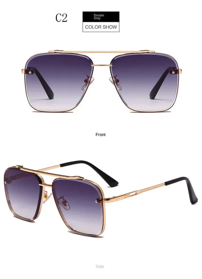 New Metal Square Gradient Sunglasses Fashionable Men Women Luxury Sunglasses Outdoor Sports Driving Fishing Goggles UV400
