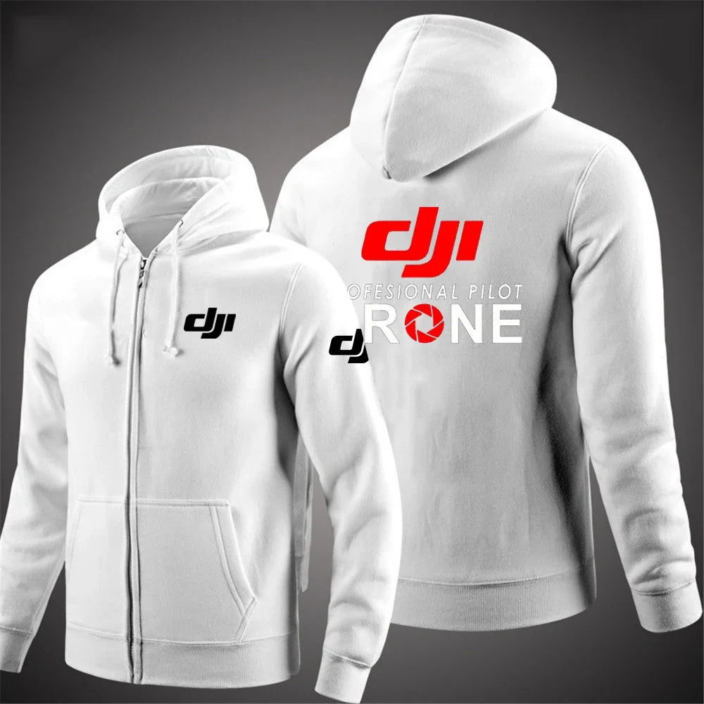 Dji Professional Pilot Drone Spring Autumn Casual Men's Solid Color Zipper Pullover Hoodie Coats Sportswear Fashion Long Sleeve, Produit gaming premium Fraquane, produits de luxe