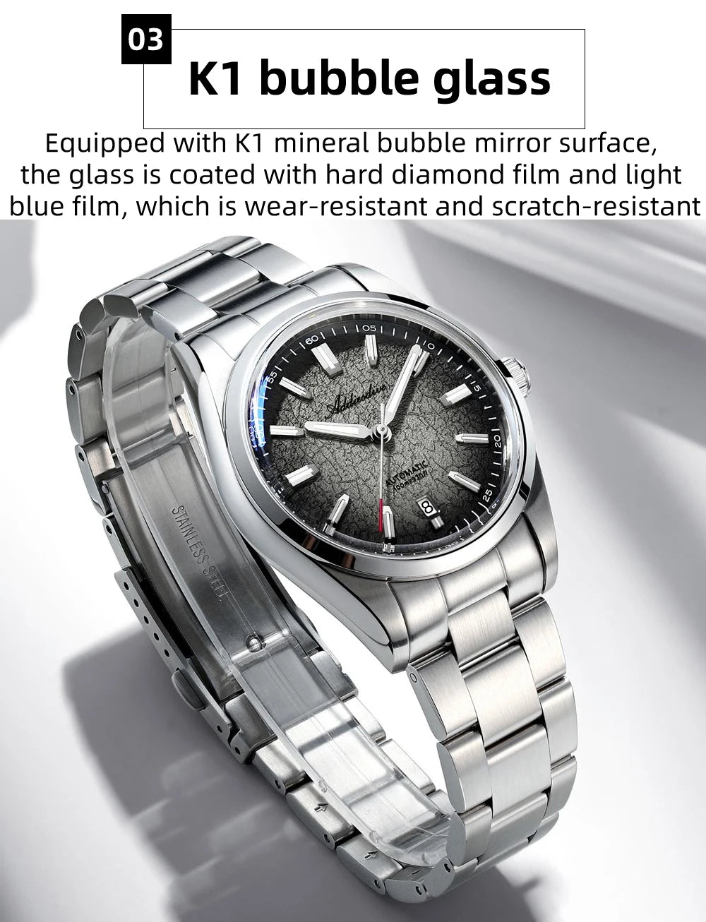 ADDIESDIVE New 2026 Luxury Men's Mechanic Quartz Analog Watch Super Luminous Steel Watch 10Bar Bubble Glass Personalized Watches