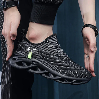YRZL Men's Sport Shoes Breathable Lightweight Sneakers Outdoor Mesh Black Running Shoes Athletic Jogging Tennis Walking Shoes