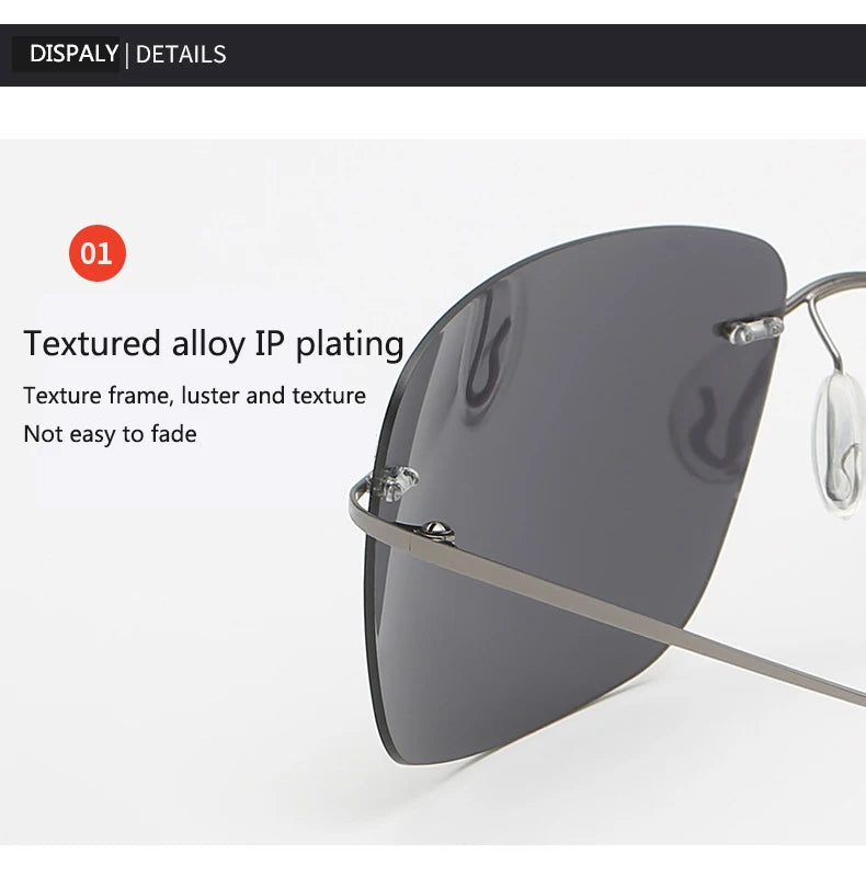 Titanium Frameless Polarized Sunglasses Driver Driving Night Vision Goggle Folding Ultra Light Color Film Titanium SunglassUV400