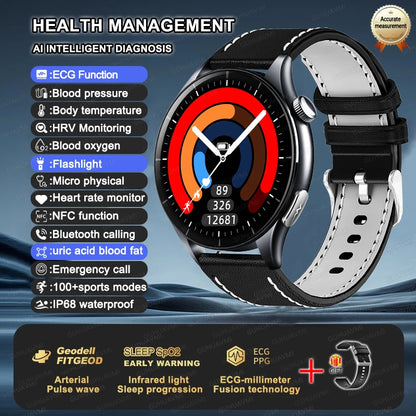For XIAOMI 2025 New ECG+PPG Smartwatch Precise Uric Acid Blood Lipids Pressure Body Analysis Smart Watch Men BT Call NFC Watches
