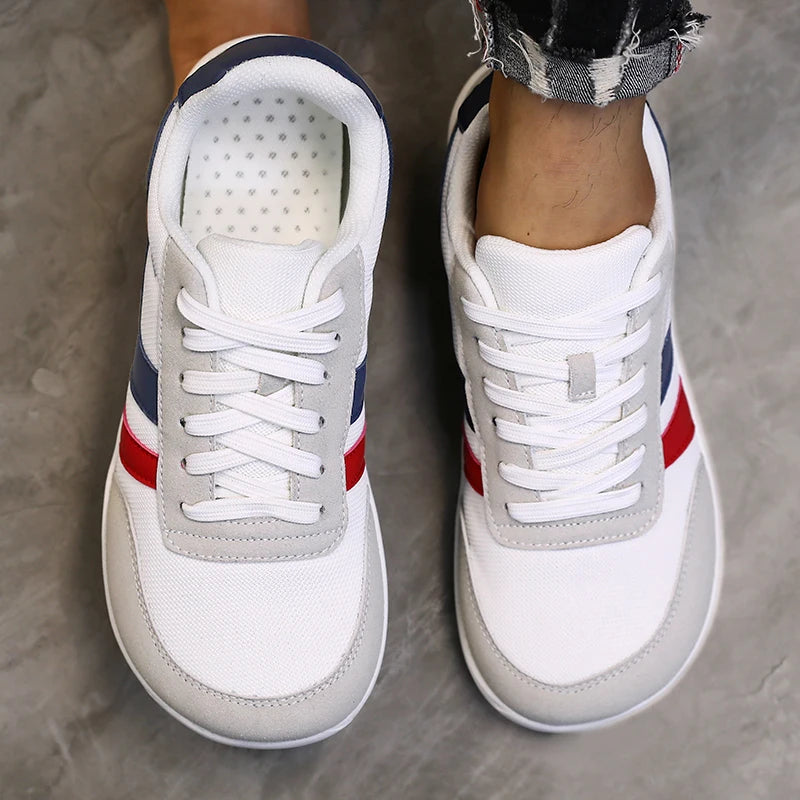 Herresneakers med bred tåboks, barfodssko, minimalistiske, åndbare og komfortable udendørs gåsko, sporty casual blå sko 2025