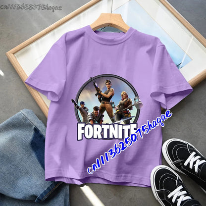 Fortnites Children T-shirts Game Cartoon Printed Figures Fortress Night Tees Game Short Sleeves Tops Summer Boys Girls Clothes