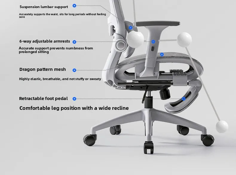 Višenamjenska uredska stolica, računalna stolica, naslonjač, ergonomska stolica za odmor, okretna stolica, e-sports stolica