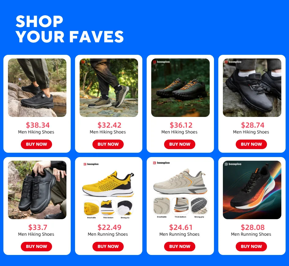 Baasploa Running Shoes Men's New Casual Lightweight Designer Mesh Sneakers Male Outdoor Breathable Lace-Up Sports Walking Shoes