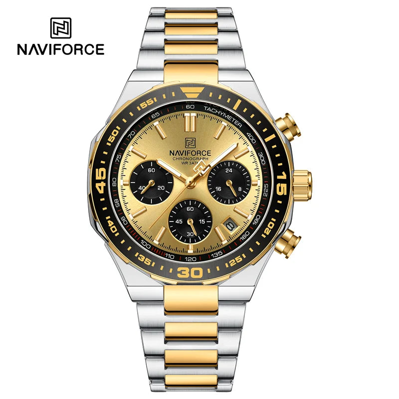 NAVIFORCE Men's Watches Quartz Fashion Business Classic Water Resistant Stainless Steel Strap WristWatch New Male Clock in 2024