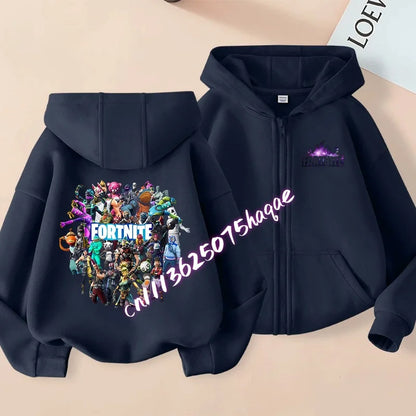Fortnites Kinder-Kapuzenjacken mit Reißverschluss Anime Fortress Night Sweatshirts Game Frühling Herbst Hoodies Sportbekleidung Kinderkleidung Geschenk